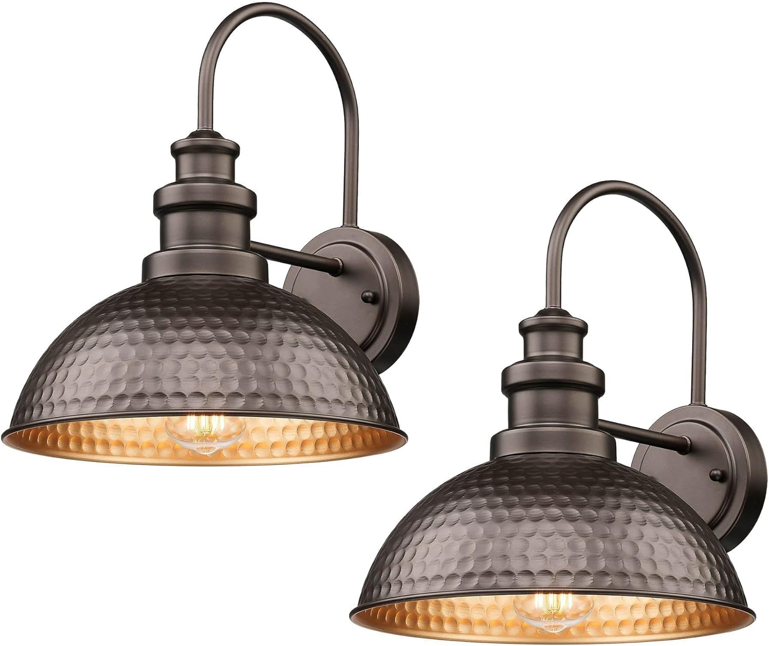 Casia Outdoor Barn Light, 11.4 Inch Farmhouse Exterior Vintage Wall Mount Lighting, Anti-Rust Waterproof Industrial Outside Wall Sconces for House Porch Patio Garage(Oil Rubbed Bronze, 2 Pack)