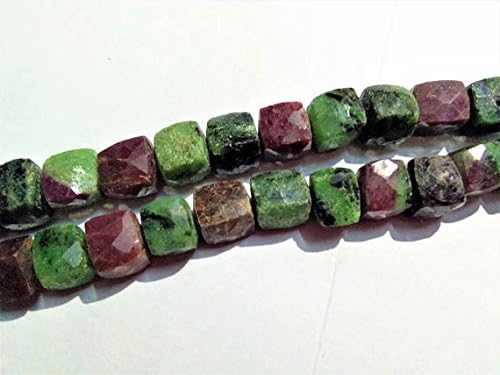 13 inch natural beads strand of 6-7mm faceted box ruby zoisite gemstone beads for DIY jewelry - necklace, bracelet, earring, ring.