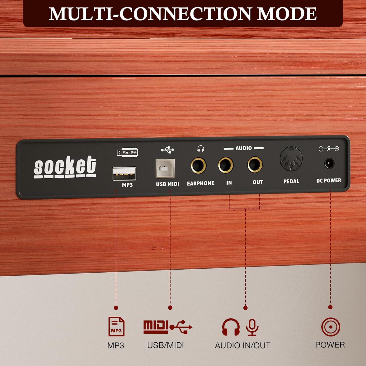 UMOMO U-738 88 Key Digital Piano Keyboard, Full Size Electric Piano with Piano Stand, Headphone Jack, 3 Pedal, Electronic Piano for Beginner, Adults, Brown