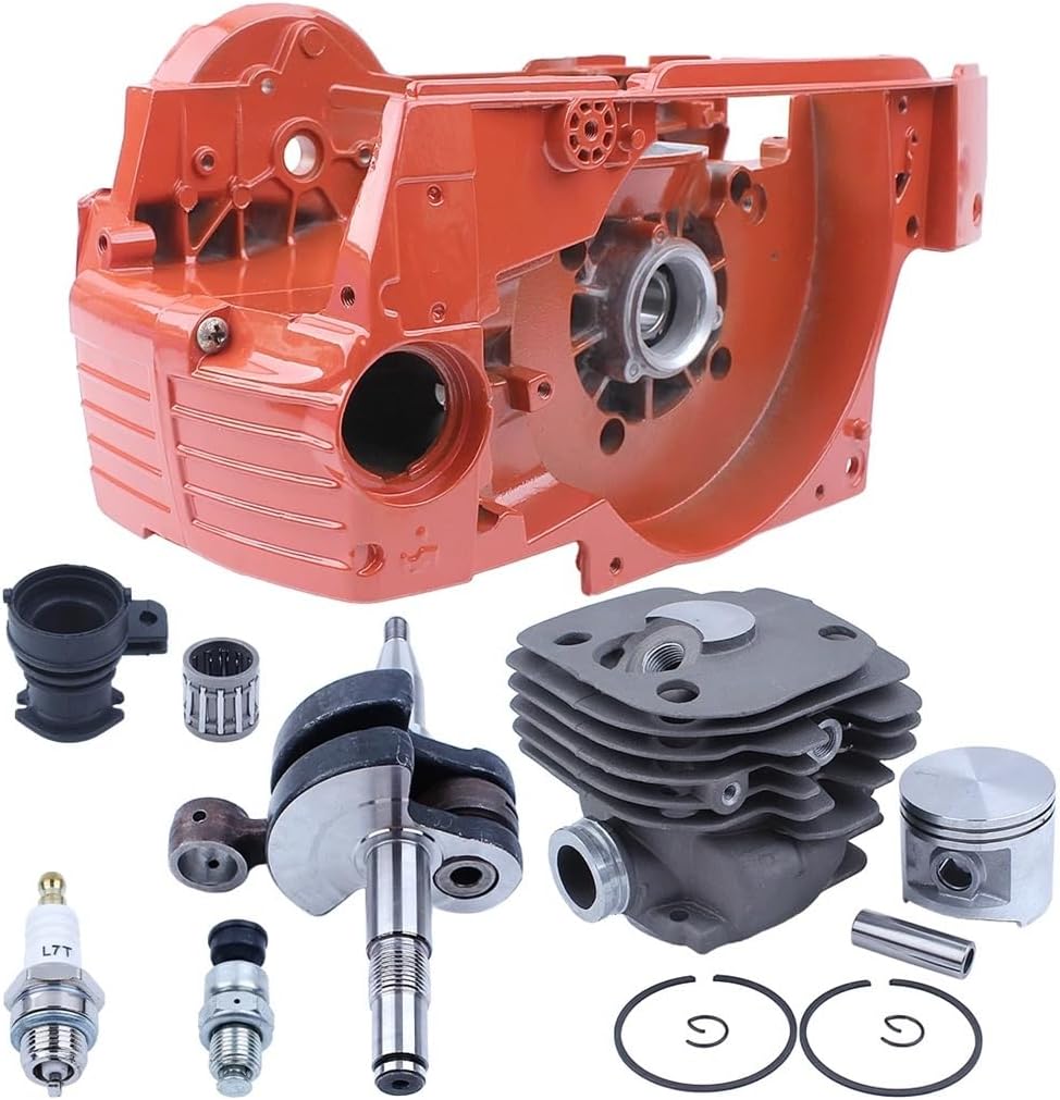 50mm Cylinder with Crankcase Crankshaft Compatible with 362 365 371 372 Chainsaws Includes Piston Rings Needle Bearing and Spark Plug Parts