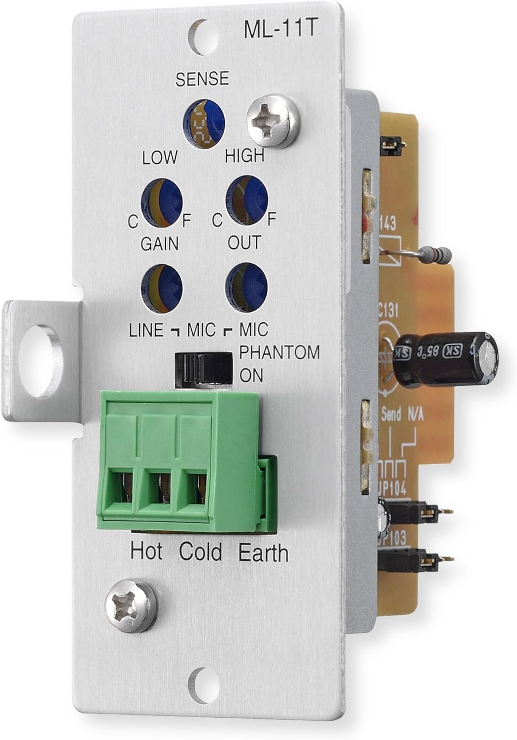 TOA Electronics ML-11T Mic Line Input Module, Switchable Balanced Input, Mute/Send/Receive Function, Phantom Power +22V, Low Distortion, Compatible with TOA 900 Series Amplifiers, Plug in Design