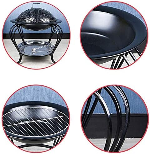 Fire Pit,Cast Iron Grill, All in One Open Fire Cooking, Stainless Steel Garden Grill Brazier BBQ Indoor Charcoal Fire Pit Carbon Stove Home Heating Stove Outdoor Barbecue