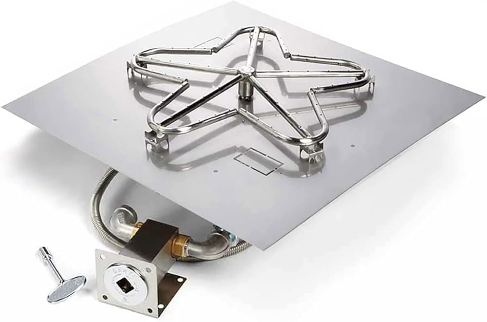 HPC Fire Match Light Gas Fire Pit Kit (TOR-MLFPK18SQ-FLEX-LP), 18x18 Pan, 12