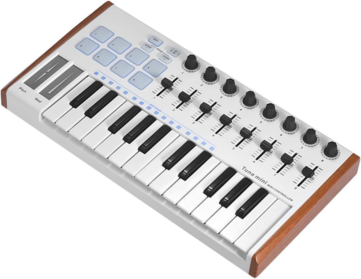 YOUTHINK 25 Key MIDI Keyboard Controller, USB Plug and Play with 8 RGB Backlit Trigger Pads, 8 Control Knobs and Sliders, for Win and Music Software