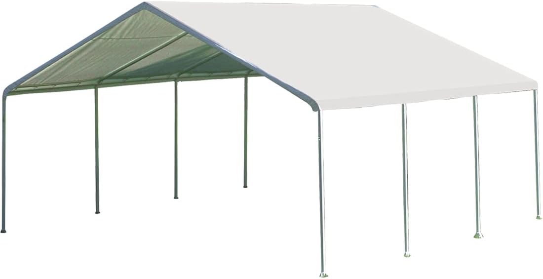ShelterLogic 18' x 20' SuperMax Heavy Duty Steel Frame Quick and Easy Set-Up Canopy, white (26773)