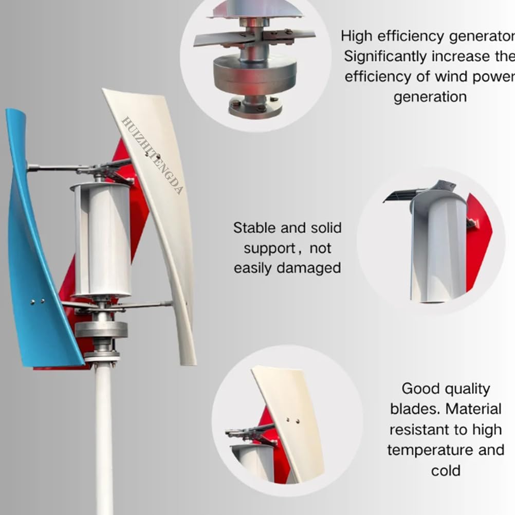48V,8000W 12V/24V/48V Wind Turbine Generator, with 3 Blades/Controller Wind Turbine Kit No Noise Low Wind Speed Start Windmill Generator for Home, Boats, Street Lighting