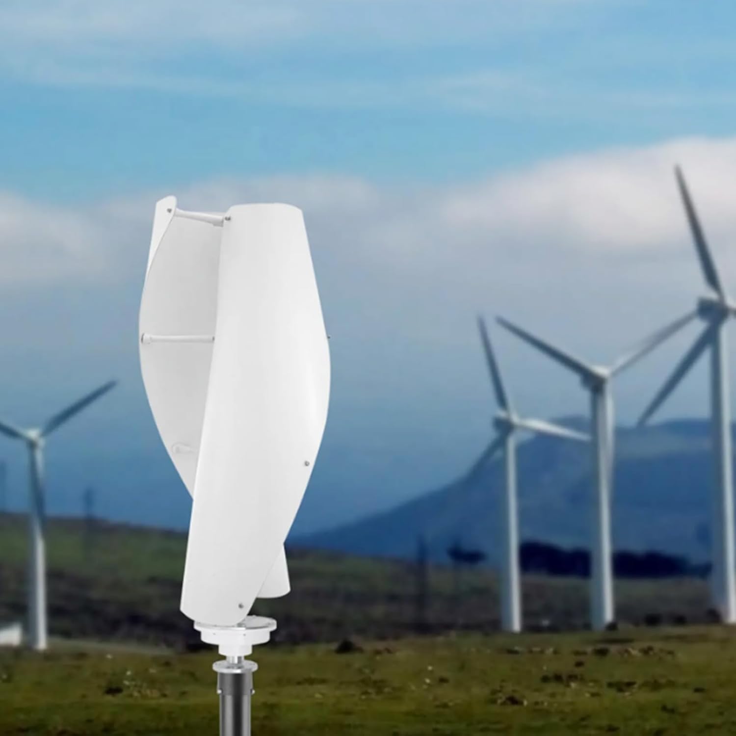 800W White Helical Wind Generator Kit,12V 24V 48V 2 Blades Vertical Wind Turbine with Controller Portable and Noiseless Suitable for Courtyard and Outdoor Use