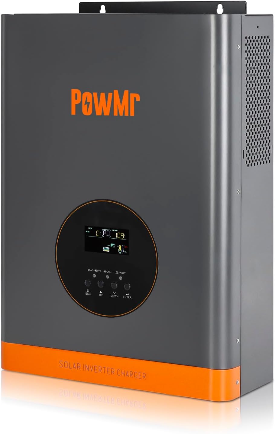 PowMr 3000W Solar Inverter 24VDC to 110VAC, Off Grid Low Frequency Pure sine Wave Inverter, Peak 9000W, DC 24V to AC 110V/120VAC Output, with 60A MPPT Charge Controller, for 24V Lead Acid & Li Battery