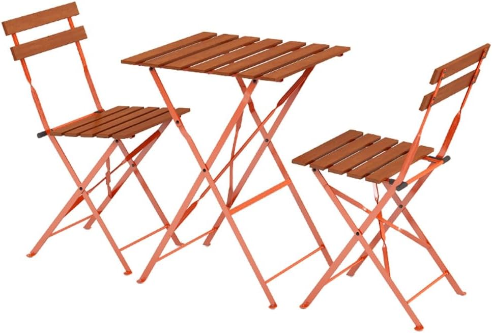 3 Pieces Folding Outdoor Bistro Set, Patio Balcony Furniture w/Coffee Table and Chair Sets for Backyard, Garden, Porch (Style 3)