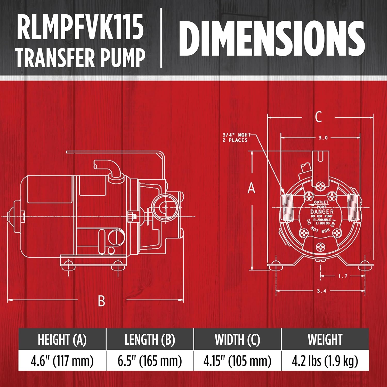 Red Lion RLMPFVK115 115 Volt 350 GPH Non-Submersible Multi-Purpose Transfer Pump with Accessory Kit, White, 14942025