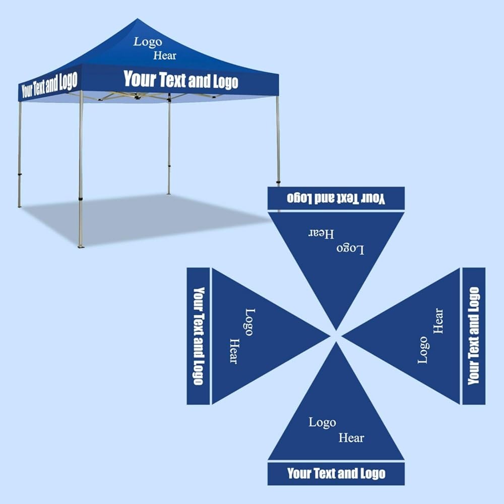 BANNER BUZZ Make IT Visible Custom Pop Up Canopy 10' X 10' Outdoor Commercial Tent Gazebo for Trade Show Conference Events (Option 3: Topper + Frame + Back Wall with Full Back Wall (Double Sided)