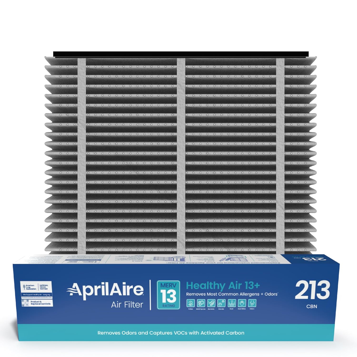 AprilAire 213CBN Replacement Filter for AprilAire Whole House Air Purifiers - MERV 13 with Carbon, Healthy Home Allergy + Odor Reduction, 20x25x4 Air Filter (Pack of 2)