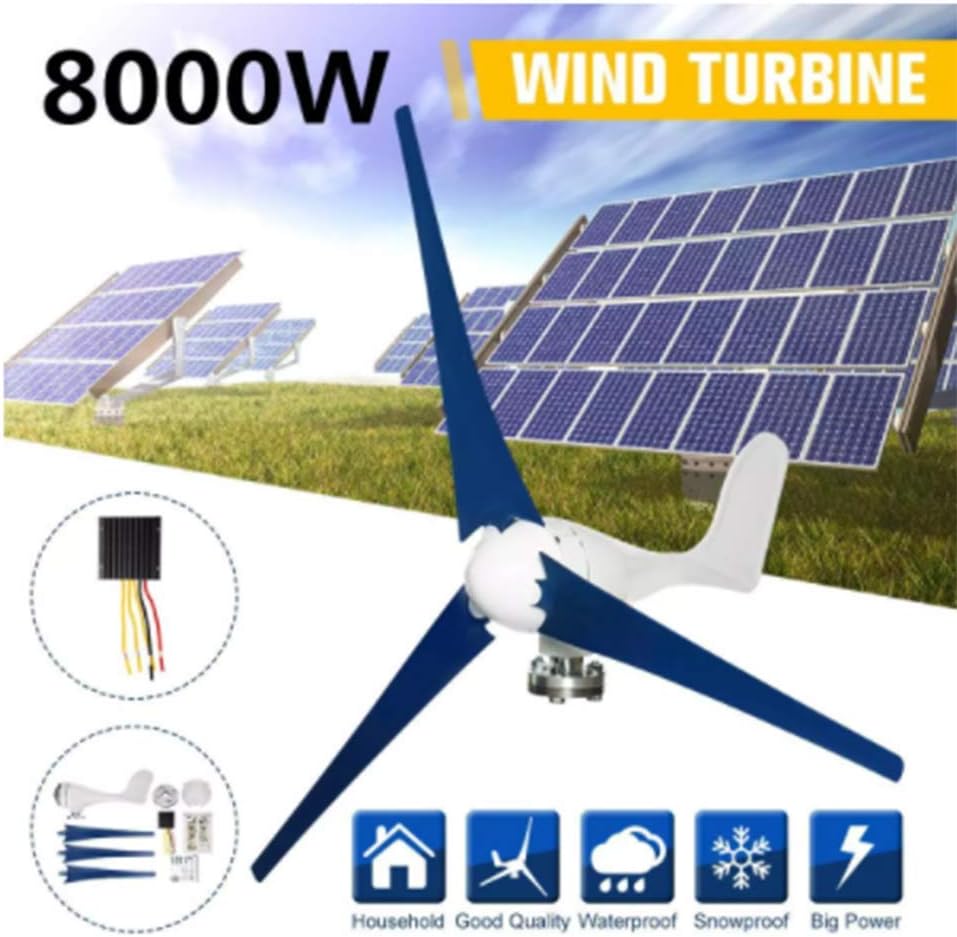8000W 12V/24V 3 Blades Wind Turbines Generator Horizontal Wind Generator with Controller Windmill Energy Turbines Charge