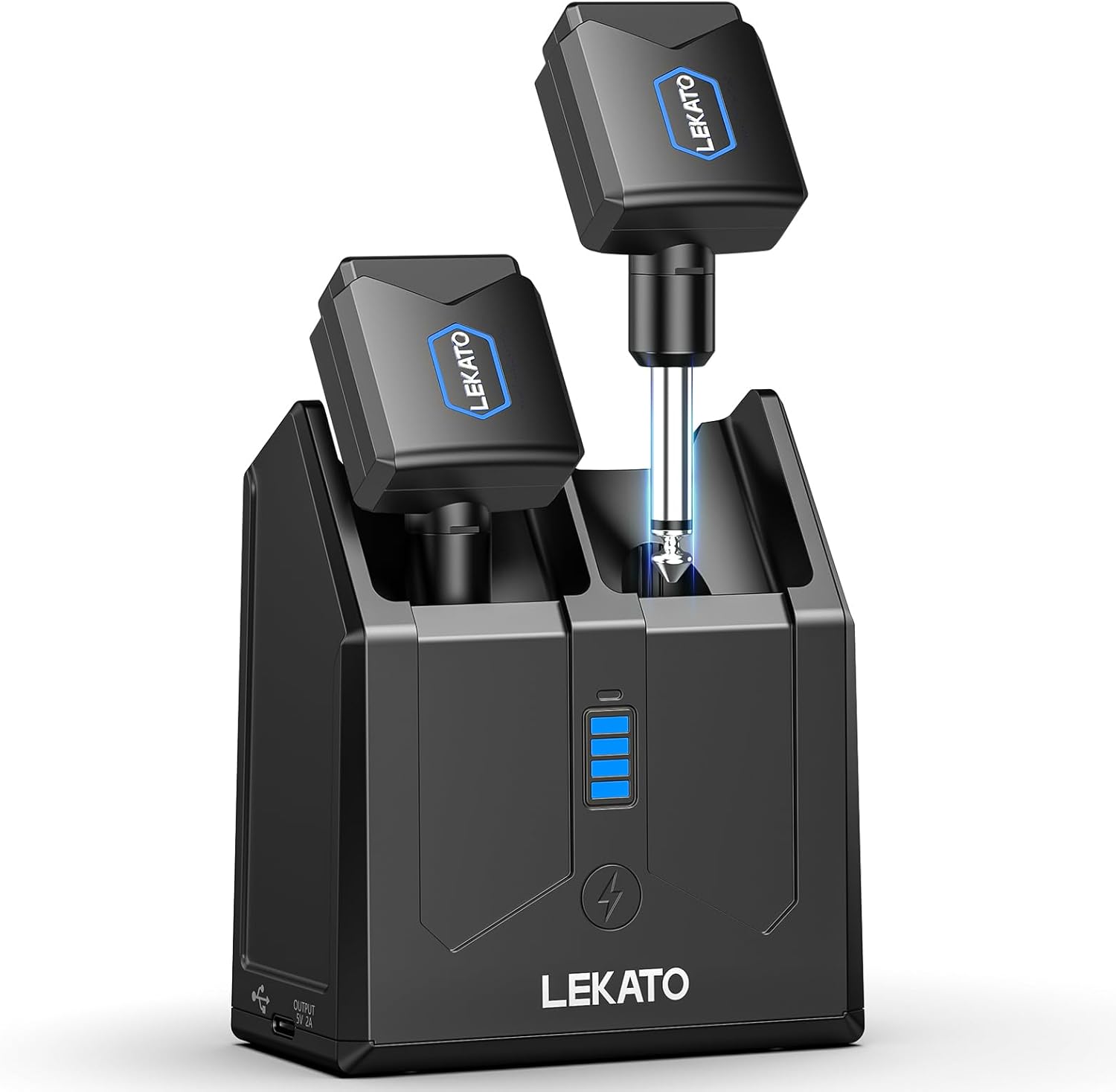 LEKATO 5.8GHz Guitar Wireless System with Charging Case, Rechargeable Wireless Guitar Transmitter Receiver for Electric Guitar Bass Instrument