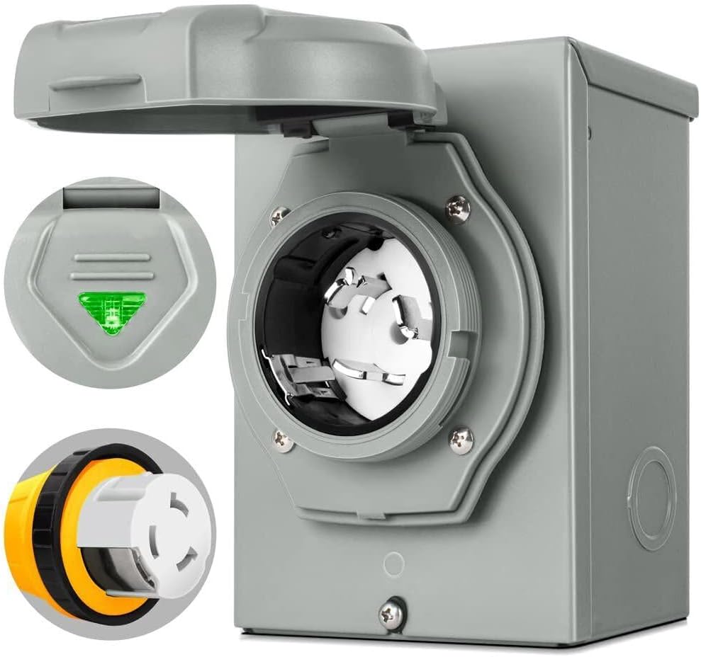 50 Amp 25FT Generator Cord and Waterproof Power Inlet Box Combo Kit