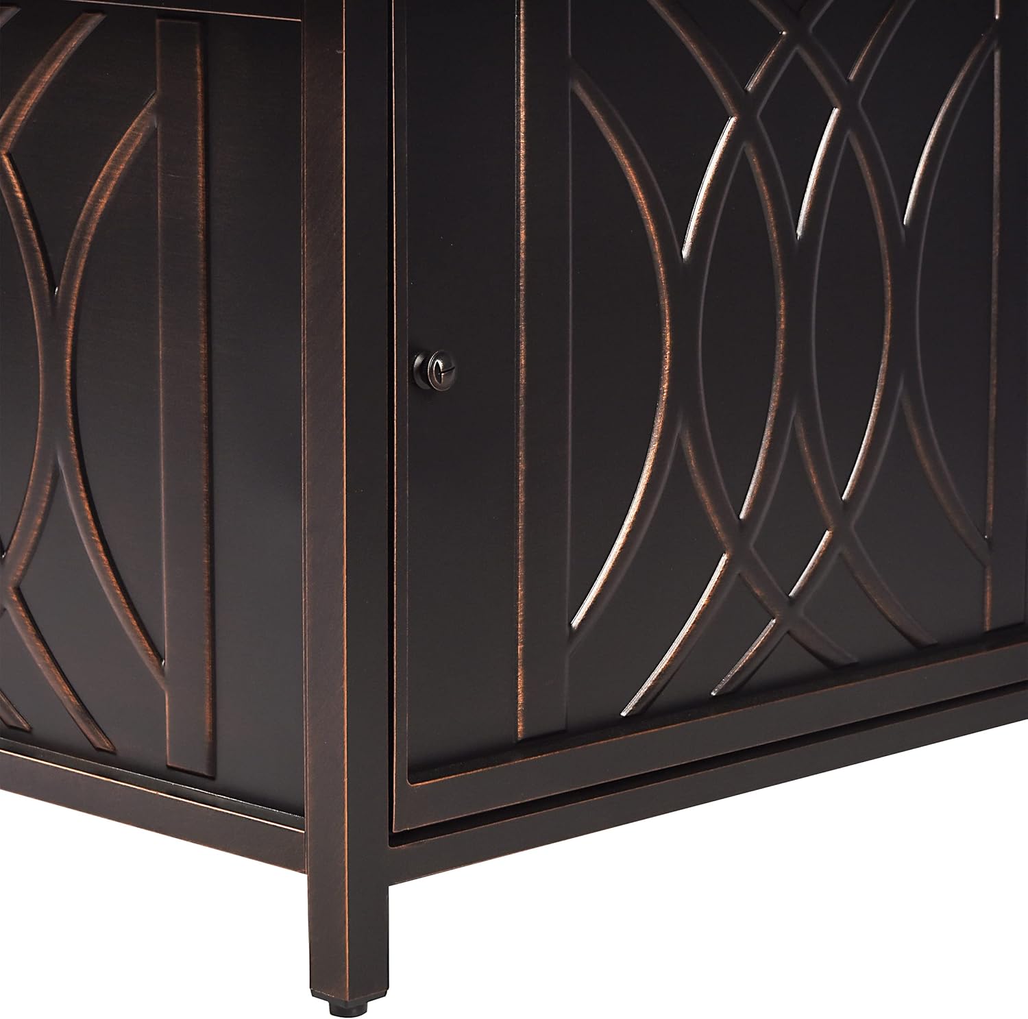 Oakland Living AZCAVE-FPT-AC Aluminum 42 in. Square Propane Beads, Lid and Fabric Cover Finish Outdoor fire Table, Antique Copper