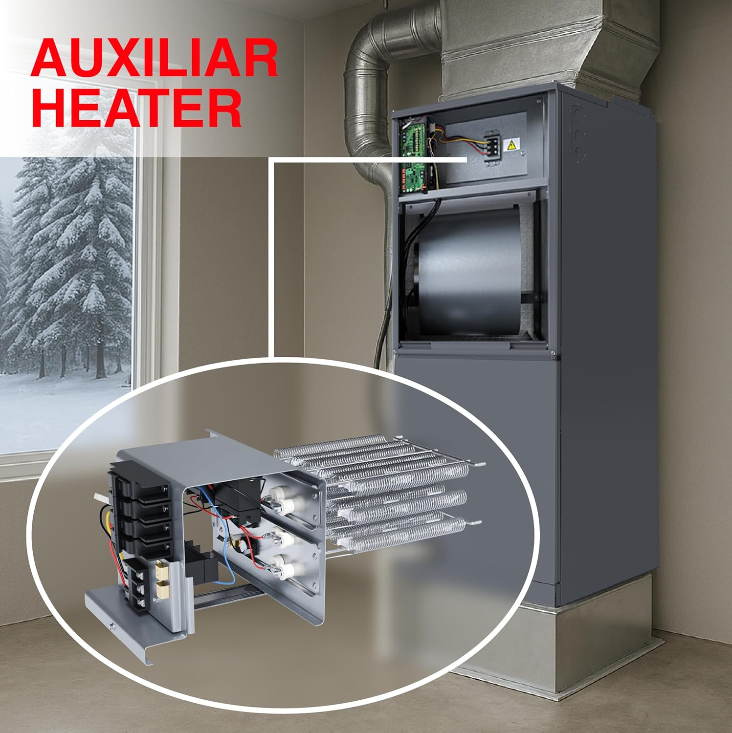 Cooper & Hunter 10kW Electric Auxiliary Heater – Compatible with R454B Refrigerant Multi-Position Air Handler – Adds Supplemental Heating Power