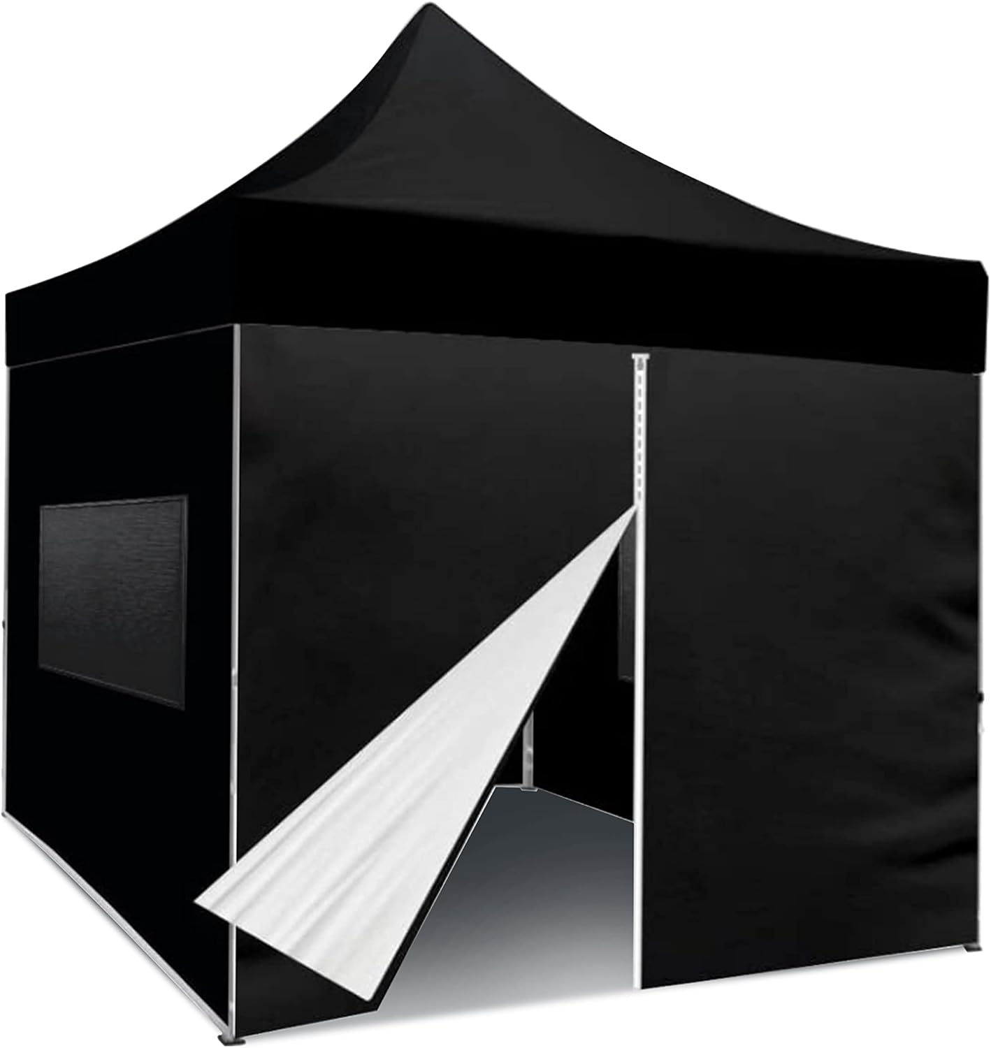 BannerBuzz Pop Up Canopy Tent Privacy 10x10 Emergency Medical Tents Instant Canopy Folding Party Tent with Sidewalls and Mesh Windows with Wheeled Bag (Black)