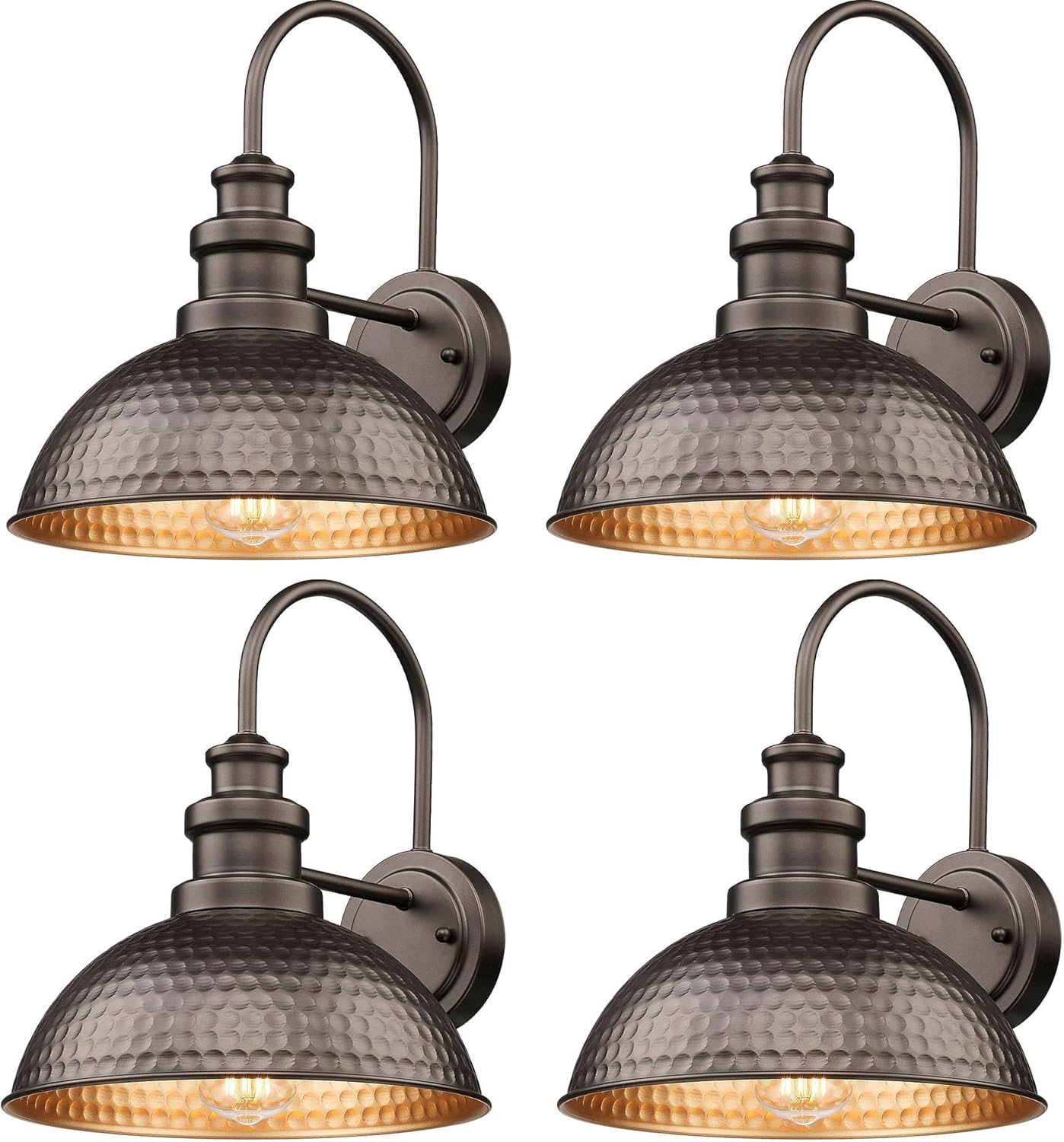 Outdoor Farmhouse Barn Lights, Rustic Outdoor Wall Sconce, Exterior Wall Lights, Front Door Mounted Lighting Fixture,Vintage Outside Lighting for Porch, Patio, Garage (Oil Rubbed Bronze, 4 Pack)