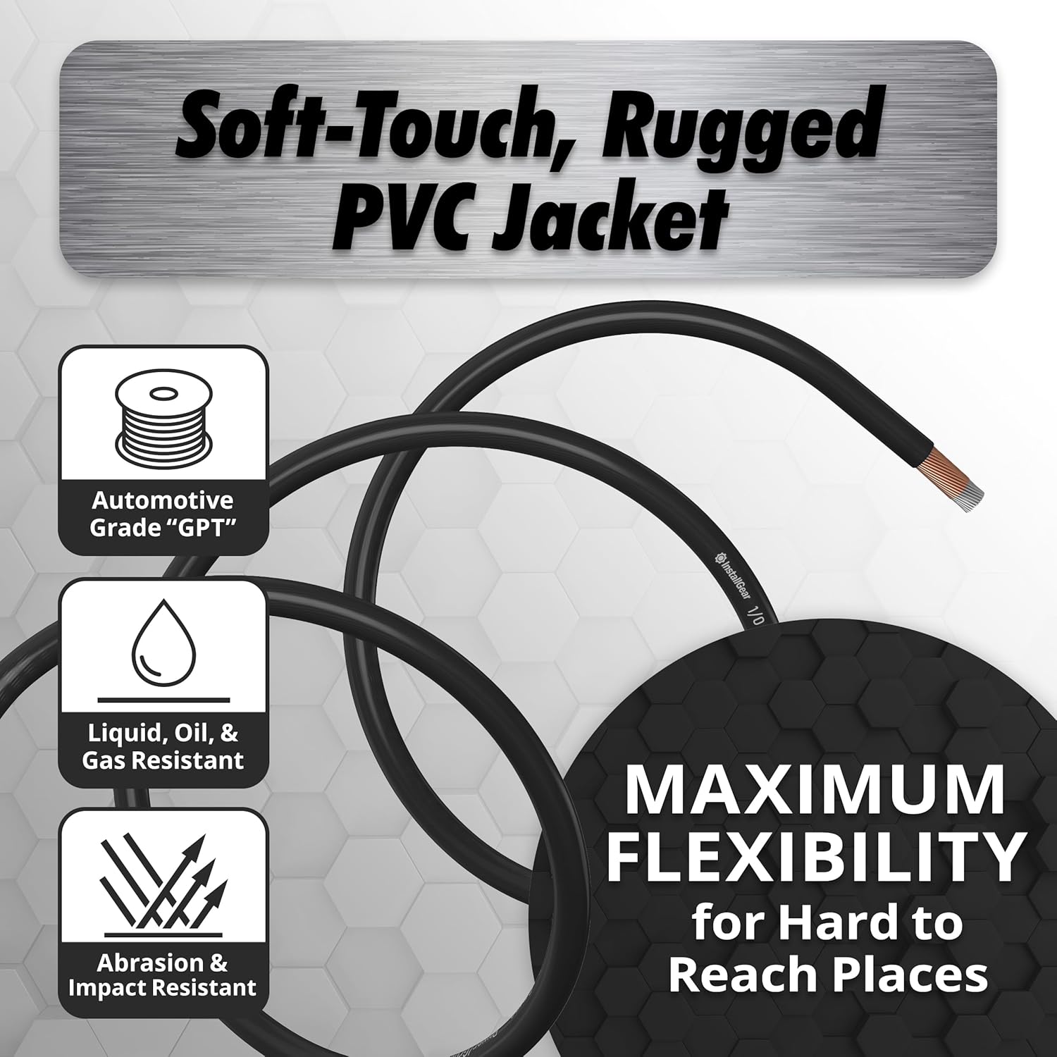 InstallGear 1/0 Gauge Wire (50ft) Copper Clad Aluminum CCA - Primary Automotive Wire, Car Amplifier Power & Ground Cable, Battery Cable, Car Audio Speaker Stereo, Trailer Wiring Welding Cable 1/0 ga