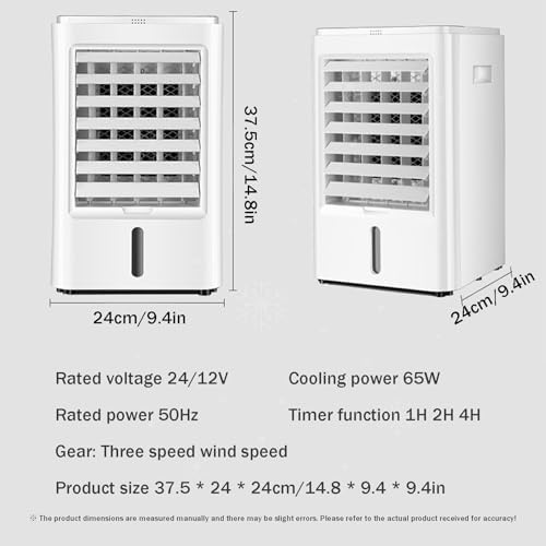 Smart Portable Air Conditioner Fan, 12v/24v Car Cooling Fan, Adjustable Wind Speed, 4l Large Capacity Water Tank, 65w Low Power Consumption, For Car, Rv, Home car & home 24V