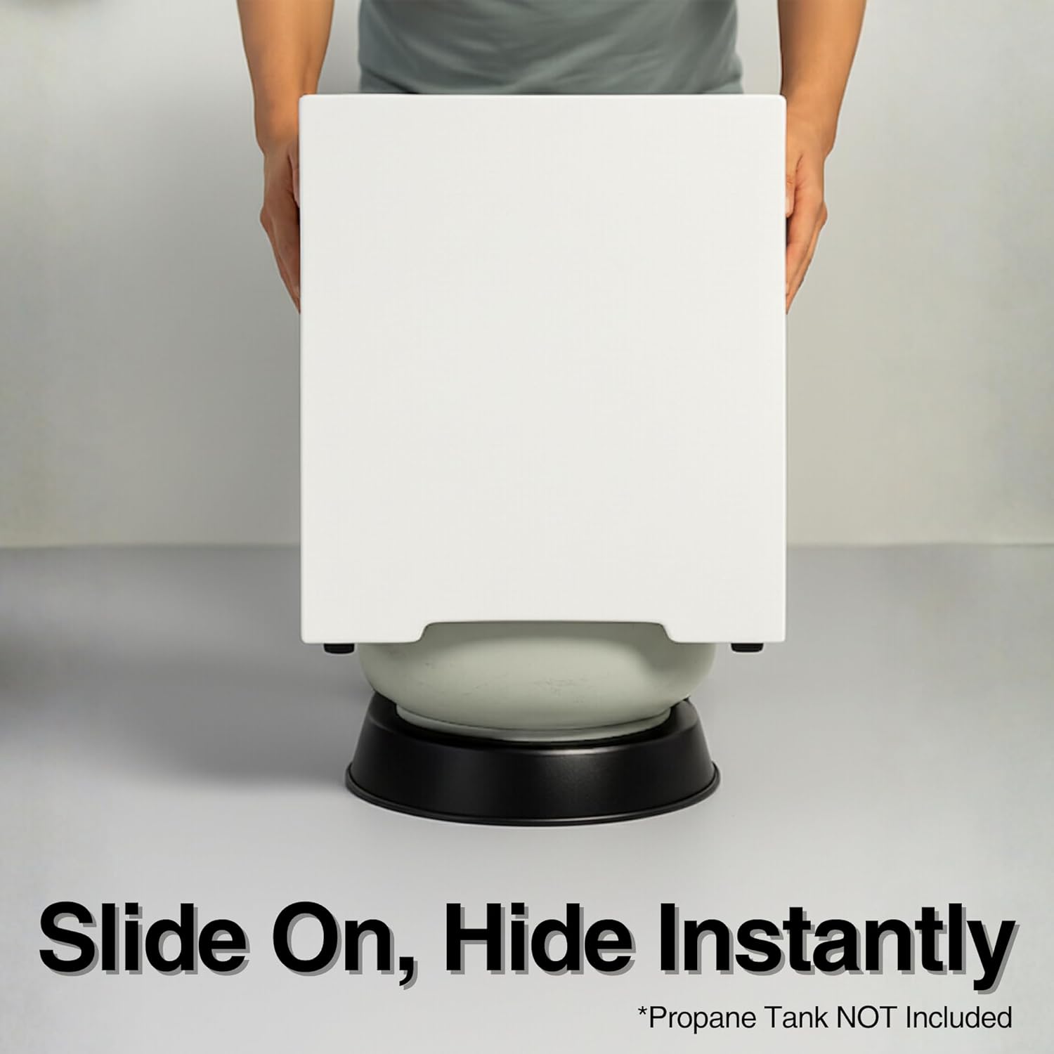 Propane Tank Cover 16 Inch, 20 LB Outdoor Tank Storage Hideaway Table for Gas Fire Pits, Concrete Tank Holder (Ancient White)