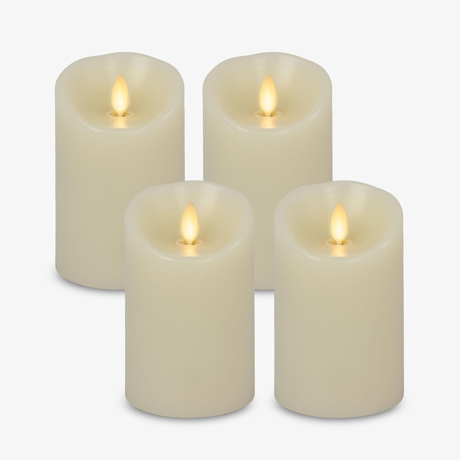 Luminara - Flameless LED Battery Operated Flickering Pillar Candles - Ivory - Pack of 4-3x4.5 - Realistic Moving Flame Real Wax Indoor/Outdoor Decor