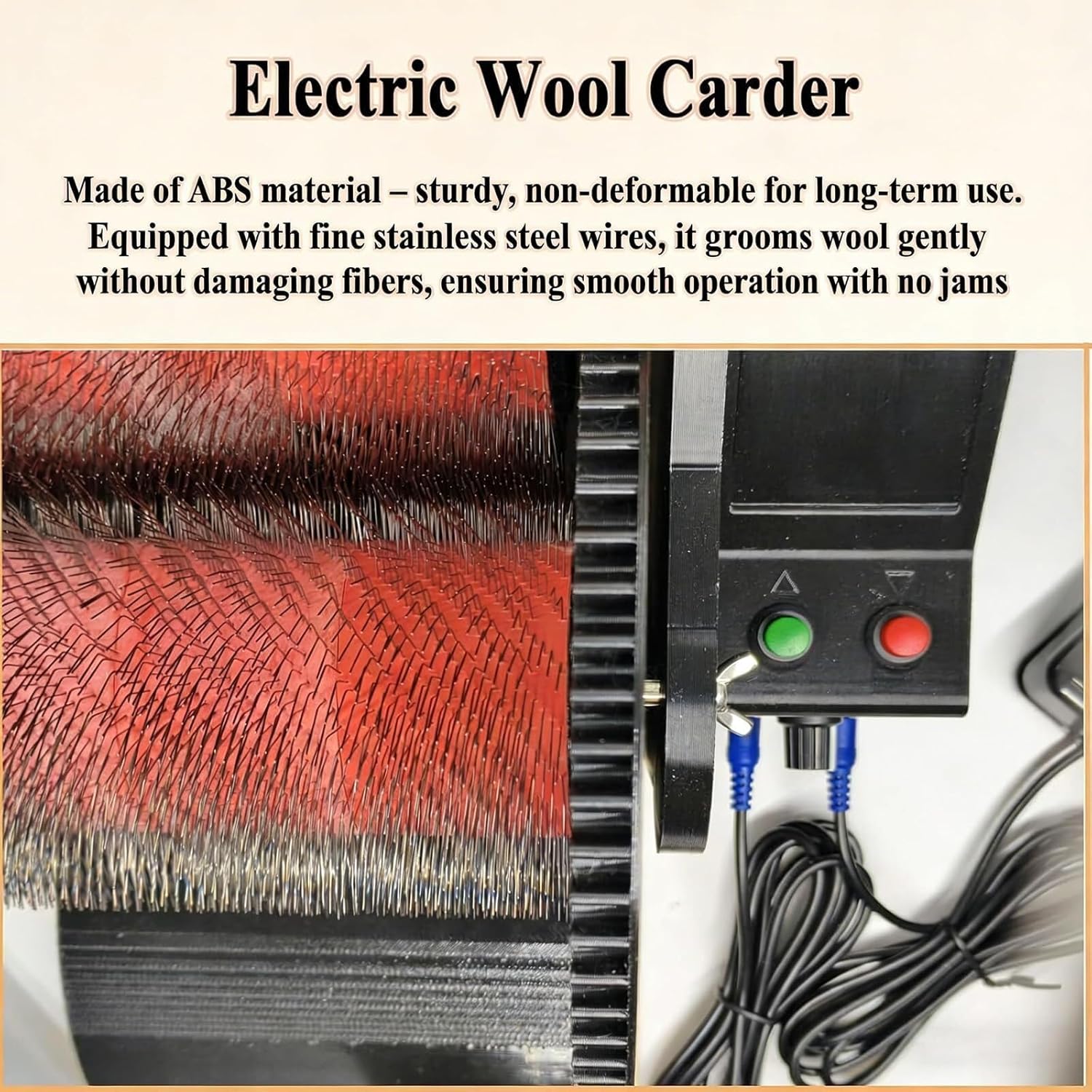 Electric Wool Carding Machine, Wool Fiber Drum Combing Machine with Foot Pedal, Forward and Reverse, Adjustable Speed, Fast Color Mixing, Combing, Spinning, for DIY Craft Make Felt Animals