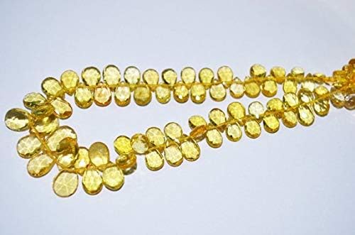 13 inch natural beads strand of 5x3.5-10x6mm faceted pear yellow aquamarine gemstone beads for DIY jewelry - necklace, bracelet, earring, ring.