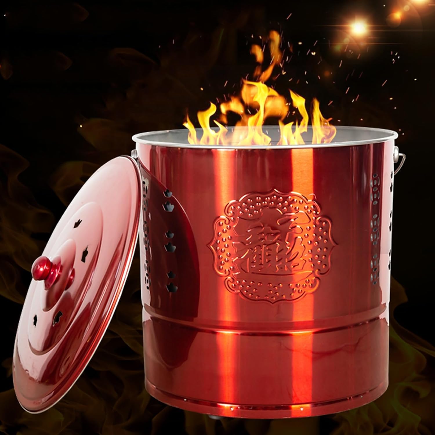 Stainless Steel Burn Barrel, Garden Incinerator, Fire Pit for Paper Leaf, Trash, Wood, Backyard Bonfire