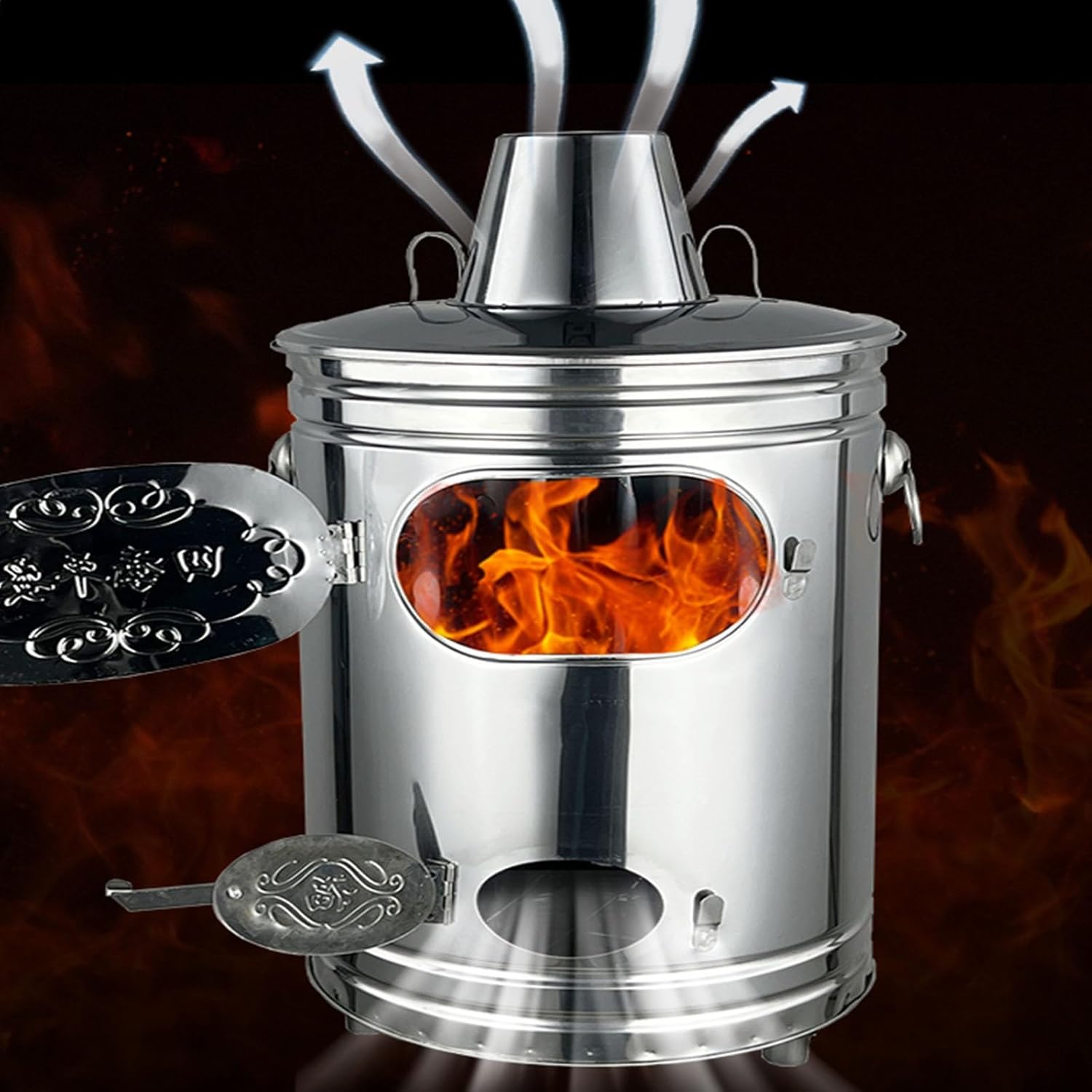 Stainless Steel Firepit Incinerator Paper Burner with Lid Burn Barrel for Outside Burning Trash Leaves Bonfire fire Pit with Handle for Home and Garden.(Medium-Red)