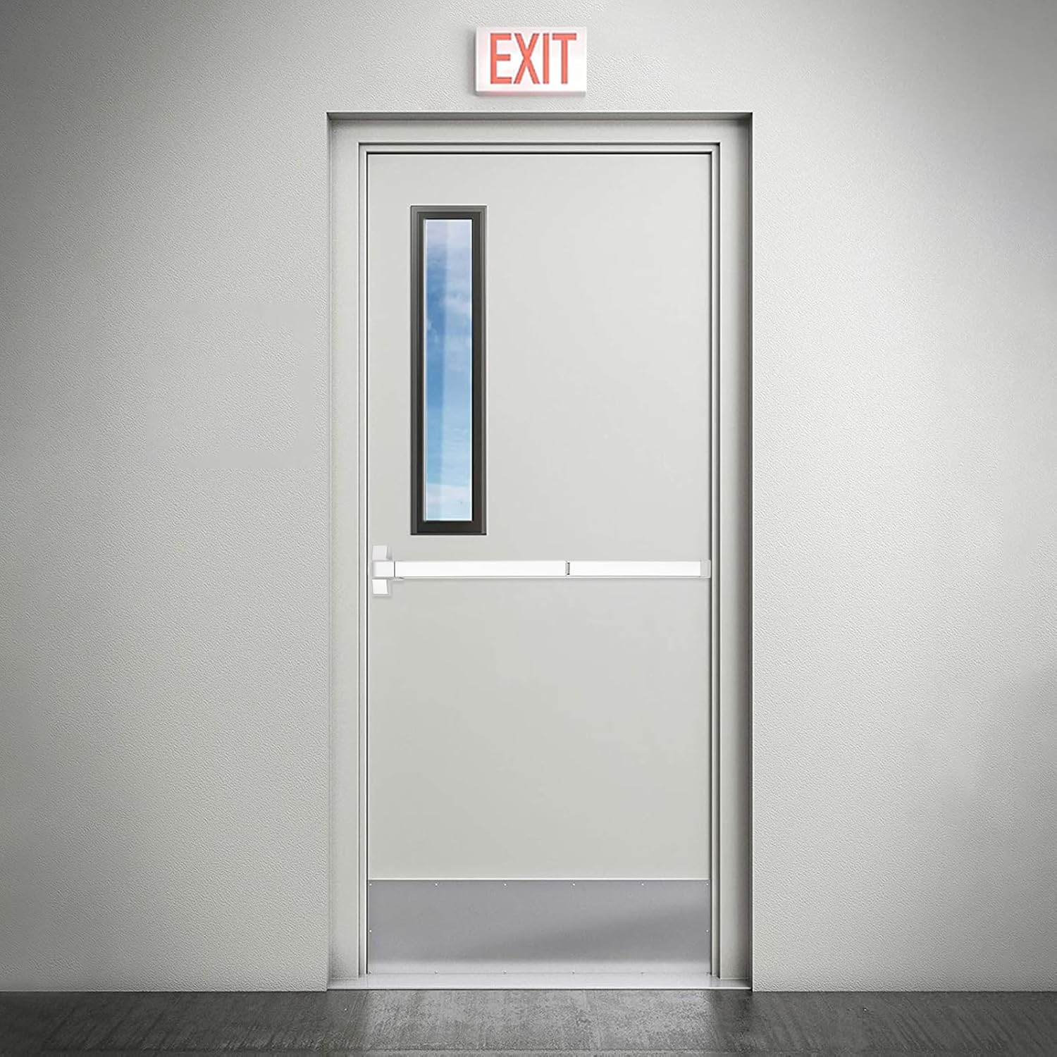 Door Push Bar Panic Exit Device, 39” Commercial Emergency Exit Door Push Bar with Exterior Handle and 3 Keys, Steel Emergency Accessories Alarmed Fireproof Commercial Exit Devices