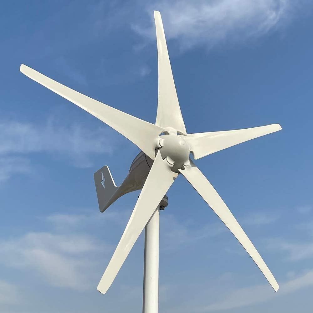 3/5 Blades 600W Horizontal Wind Generator Windmill 12v/24v/48v Wind Turbine Low Start Up Wind Speed 1.3m/s Free Charging Controller (3 Blades, 24V)