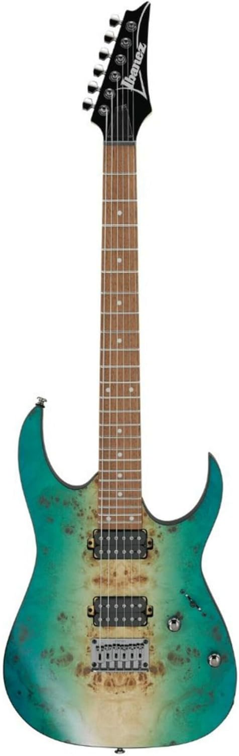 Ibanez RG421PB Standard 6-String Right-Handed Electric Guitar with Poplar Burl Top, Meranti Body, and Jatoba Fretboard (Caribbean Shoreline Flat)