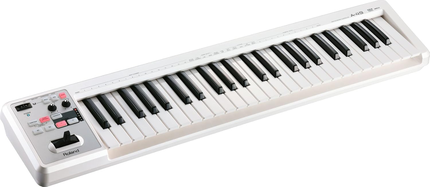 Roland Lightweight 49-Key MIDI Keyboard Controller, White (A-49-WH)