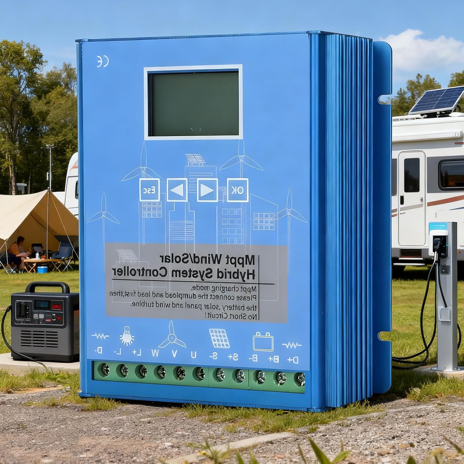 Mppt Wind Solar Hybrid Controller with LCD Display,15000 W Wind Turbine Generator Hybrid Charge Controller,for Farmland Irrigation Equipment 24V/48V(Auto)