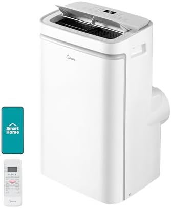Midea 14,000 BTU ASHRAE (10,000 BTU SACC) Portable Air Conditioner, Cools up to 450 Sq.Ft., with Dehumidifier & Fan mode, Control with Remote, Amazon Alexa & Google Assistant, Easy-to-use and Install