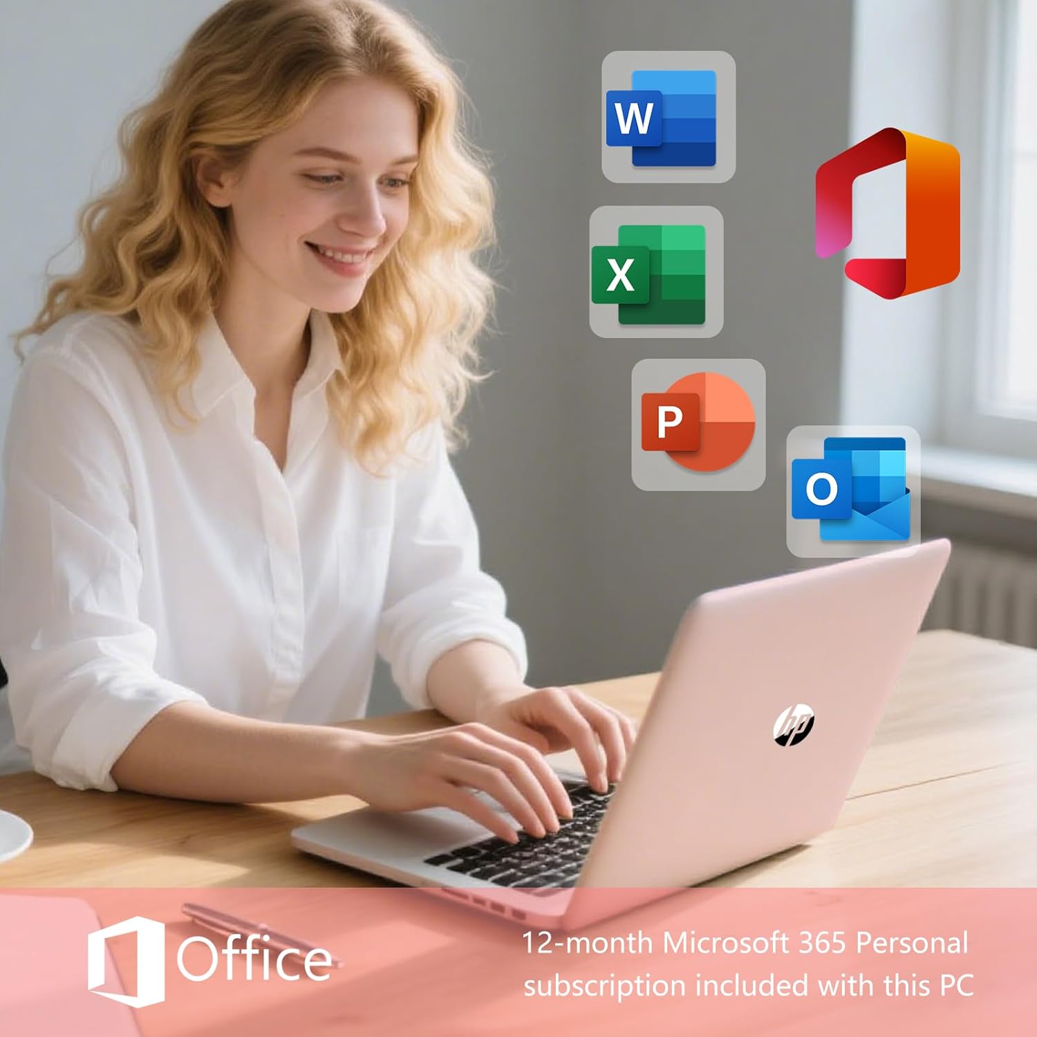 HP 14 Inch Laptop Student Business, Microsoft 365, Copilot AI, IntelN150, 16GB RAM, 1.1TB Storage(128GB UFS+1TB Cloud Storage), 11-Hr Long Battery Life, Pink Laptop, Alpacatec Accessories