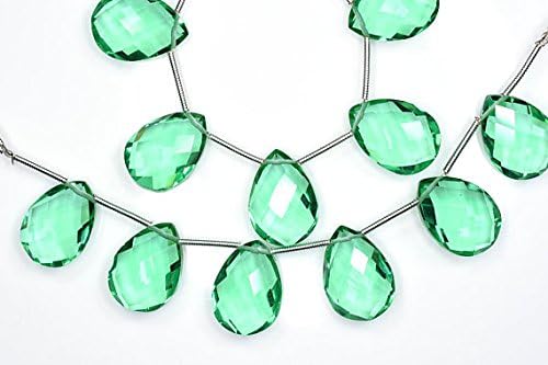 3 pairs-calibrated 12x16mm florite green quartz microfaceted pear briolette beads