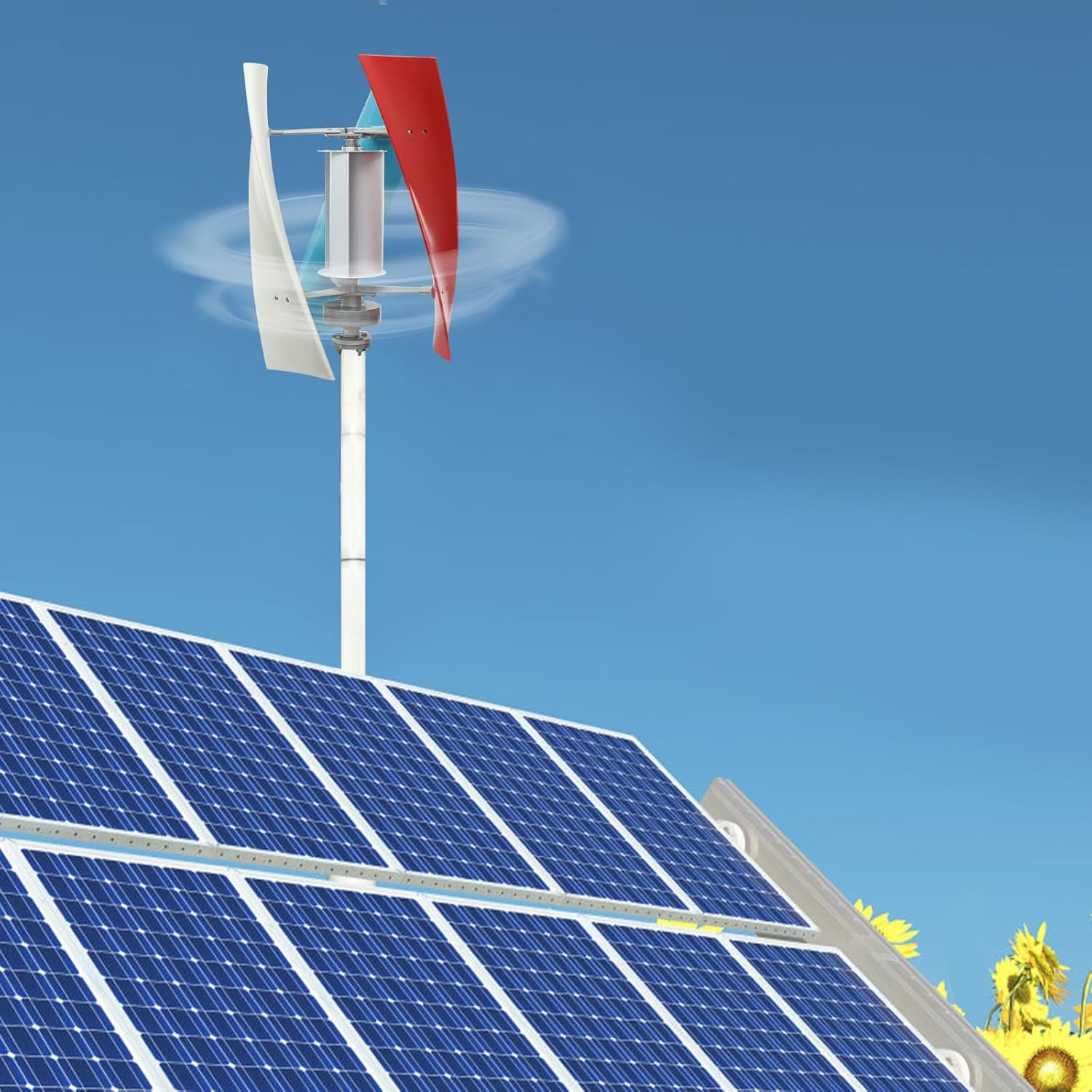 100W Wind Turbine Generator, 12V 24V Wind Vertical Axis Generator with Controller, 3 BladesWind Turbine Generators Kit for Boats, Terraces, Cabins (12V 100W)