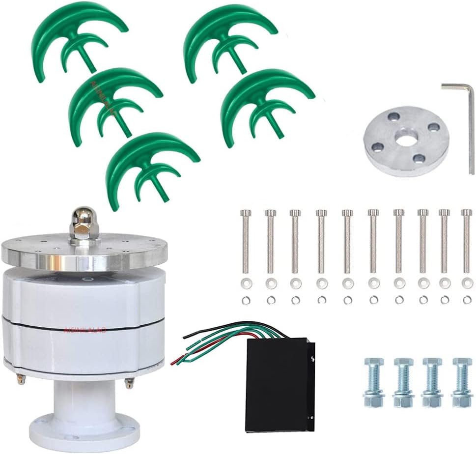 Wind Power Generator Kit, 3000W 12V 24V 48V Garden Farm Home Use Vertical Wind Generator for Boats Terraces Cabins Charging