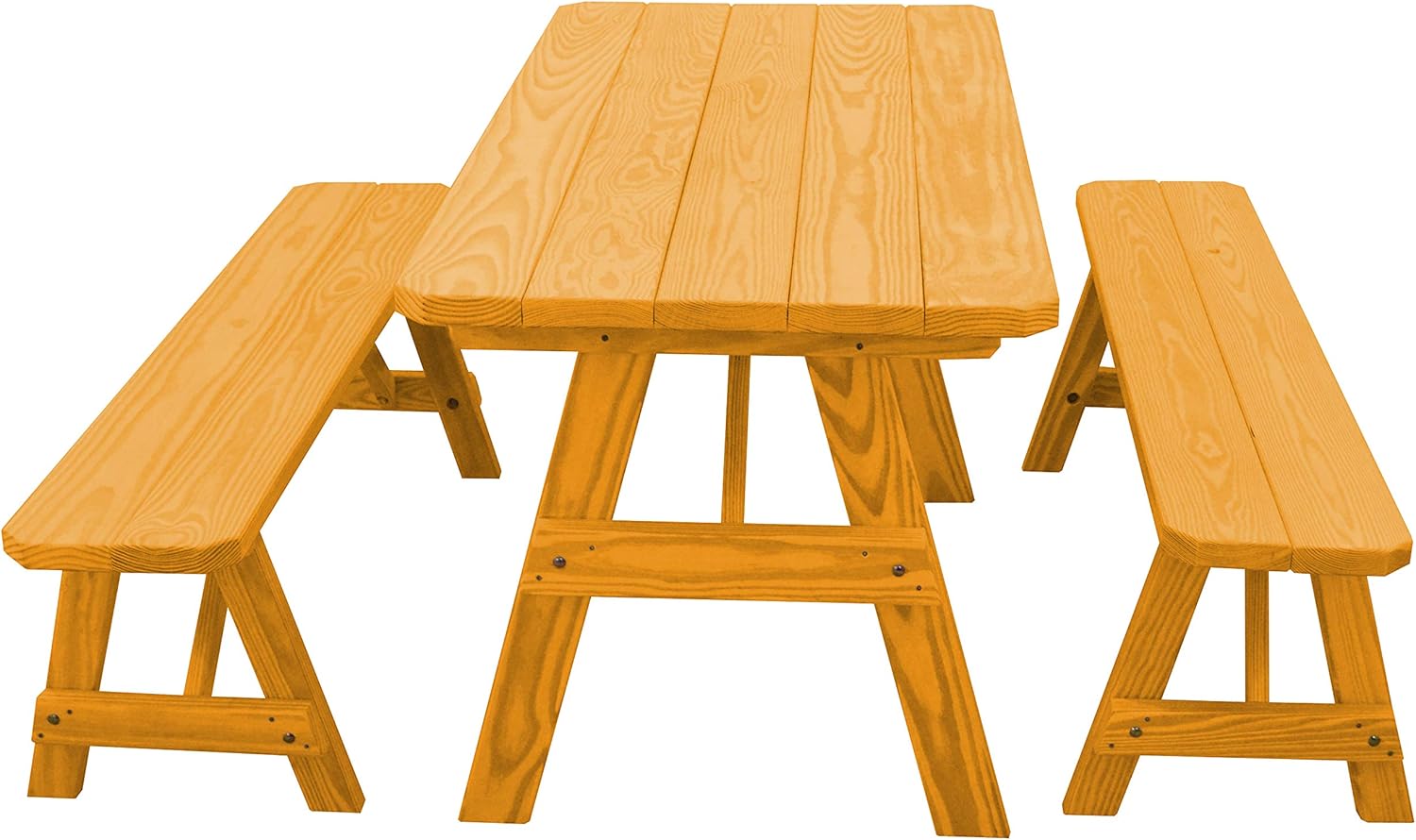 Furniture Barn USA- Picnic Table with Two Benches- Pine- 5ft, Natural Stain