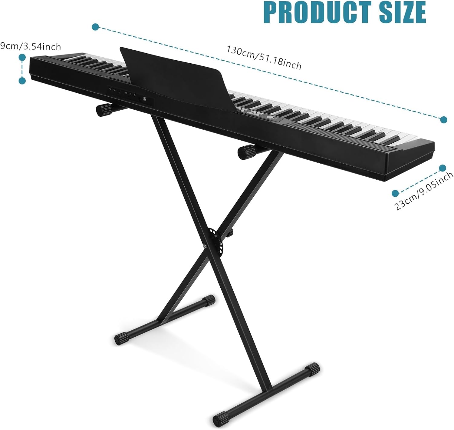88 Key Piano Keyboard - Electric Piano with Full Size Semi Weighted Keys, Sustain Pedal, Power Supply, Stand, Carrying Case & Headphones - Perfect for Beginners & Professionals Black