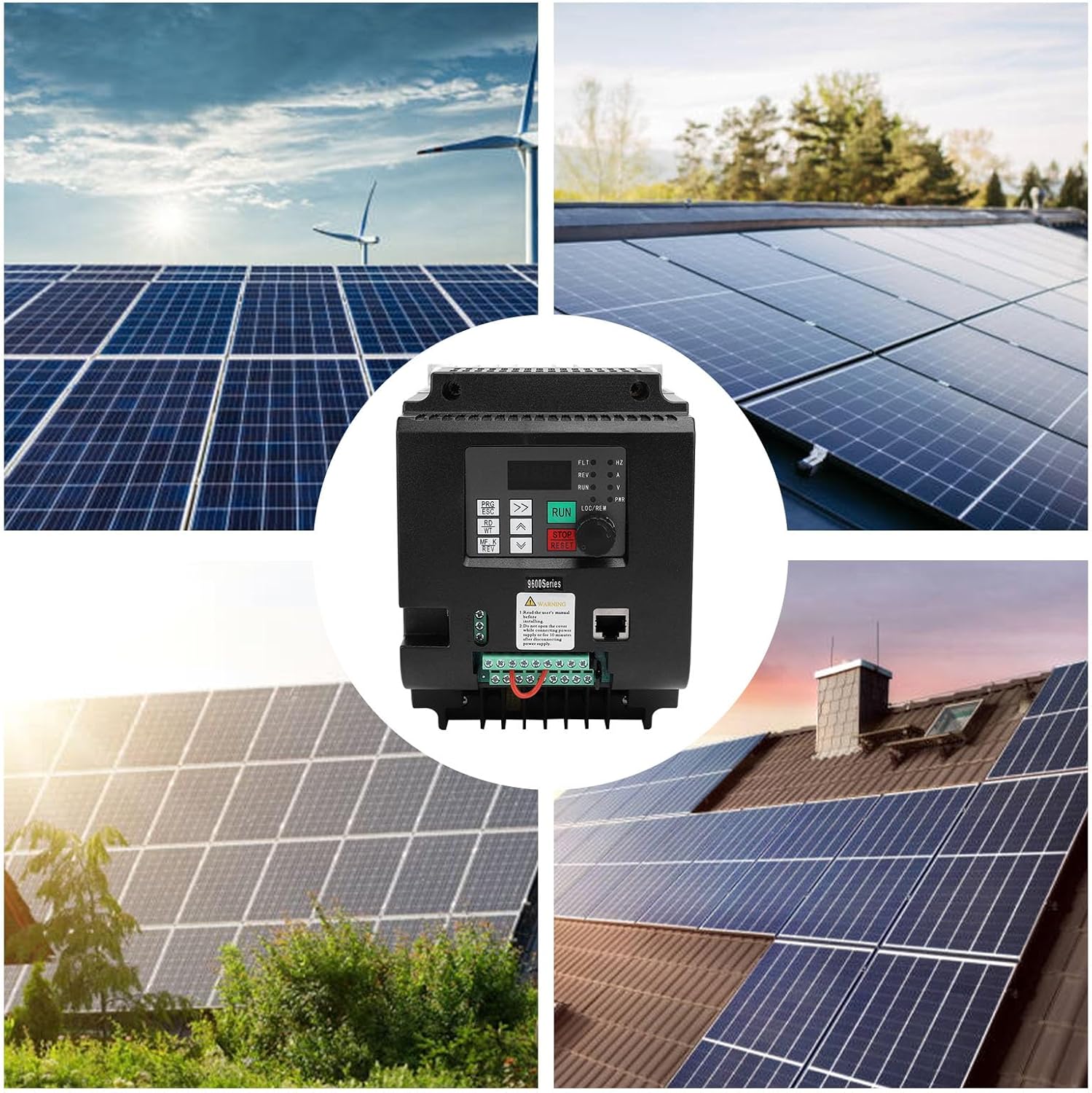 Eujgoov Solar Inverter 4KW 1PH with Variable Frequency Drive Speed Controller for Photovoltaic Pump Single Phase Cooling PC System Control, MPPT Solar Photovoltaic System