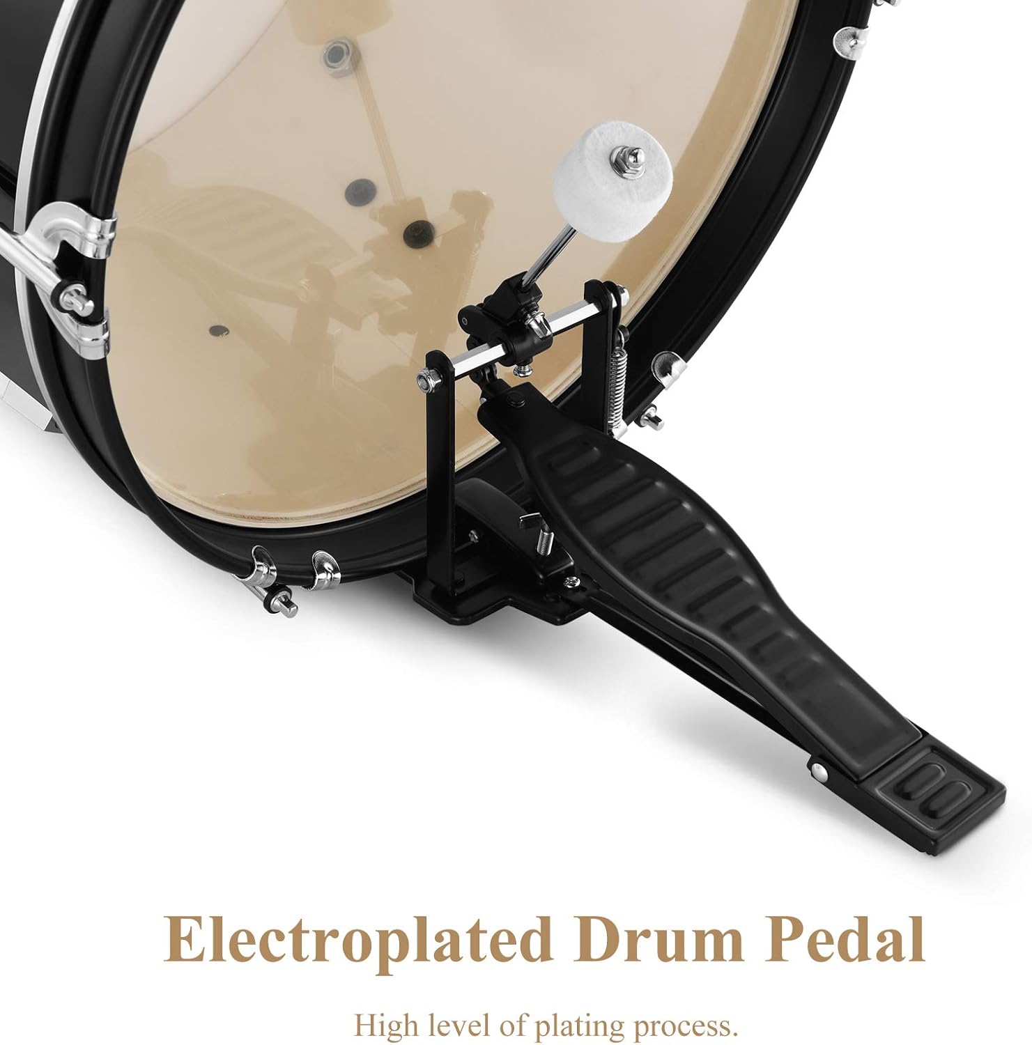 Drum Set Eastar 16 inch 5-Piece, Junior Drum Kit for Beginners Kids Teenagers with Adjustable Throne and Cymbal, Pedal & Drumsticks, Metallic Black (EDS-350MBK)