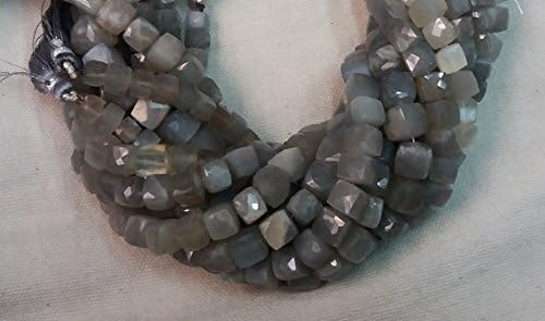 13 inch natural beads strand of 6-7mm faceted cube gray moonstone gemstone briolletes beads for DIY jewelry - necklace, bracelet, earring, ring.
