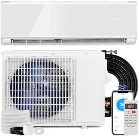 KOTEK 12000 BTU Mini Split AC/Heating System, 22 SEER2 Split Air Conditioner w/Heat Pump, Inverter Compressor & Installation Kit, WIFI Enabled, Cools Up to 750 Sq.Ft, Compatible with Alexa, 208-230V