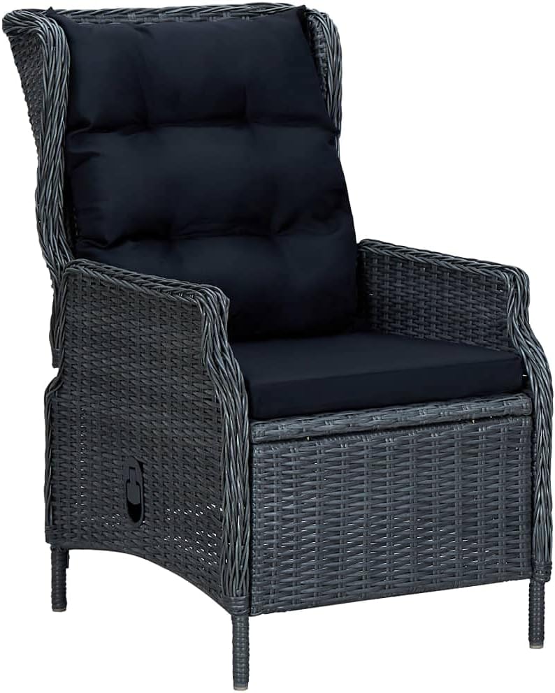 Reclining Patio Chair with Cushions Poly Rattan Dark Gray,Cozy and Comfortable Reclining Patio Chair for Outdoor Relaxation and Social Gatherings Outdoor Furniture, Outdoor Chairs