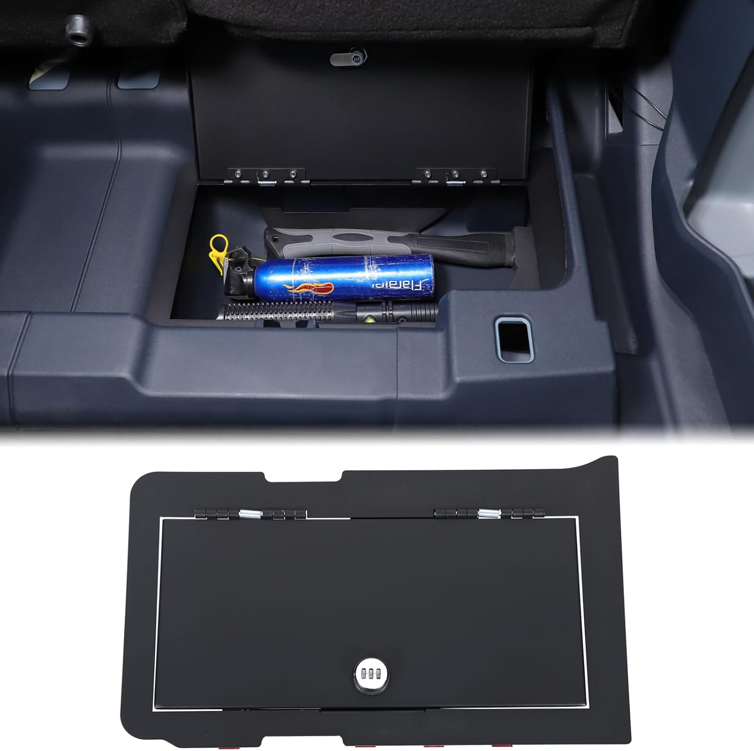 Aunginsy Under Seat Storage Lock Box Gun Safe Compatible with Ford Maverick 2022-2025 Second-Row Underseat Security Organizer Vault Tray Lock Safe Box with 3 Digit Combo Password Insert Accessories