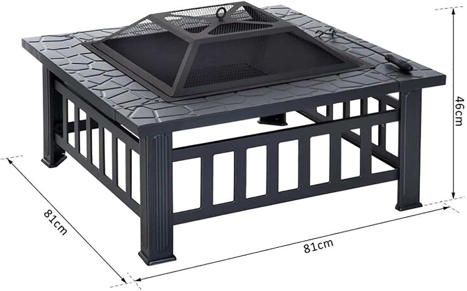 Square Metal Fire Pit Stove 31.89In Outdoor Fire Pit Table with Grill,Your Garden Warm Companion.